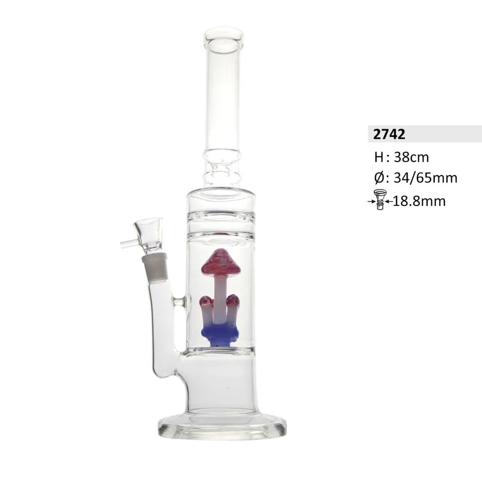 Glasbong mit Mushroom-Perkolator & Eisfach – 38 cm-HHCFriends