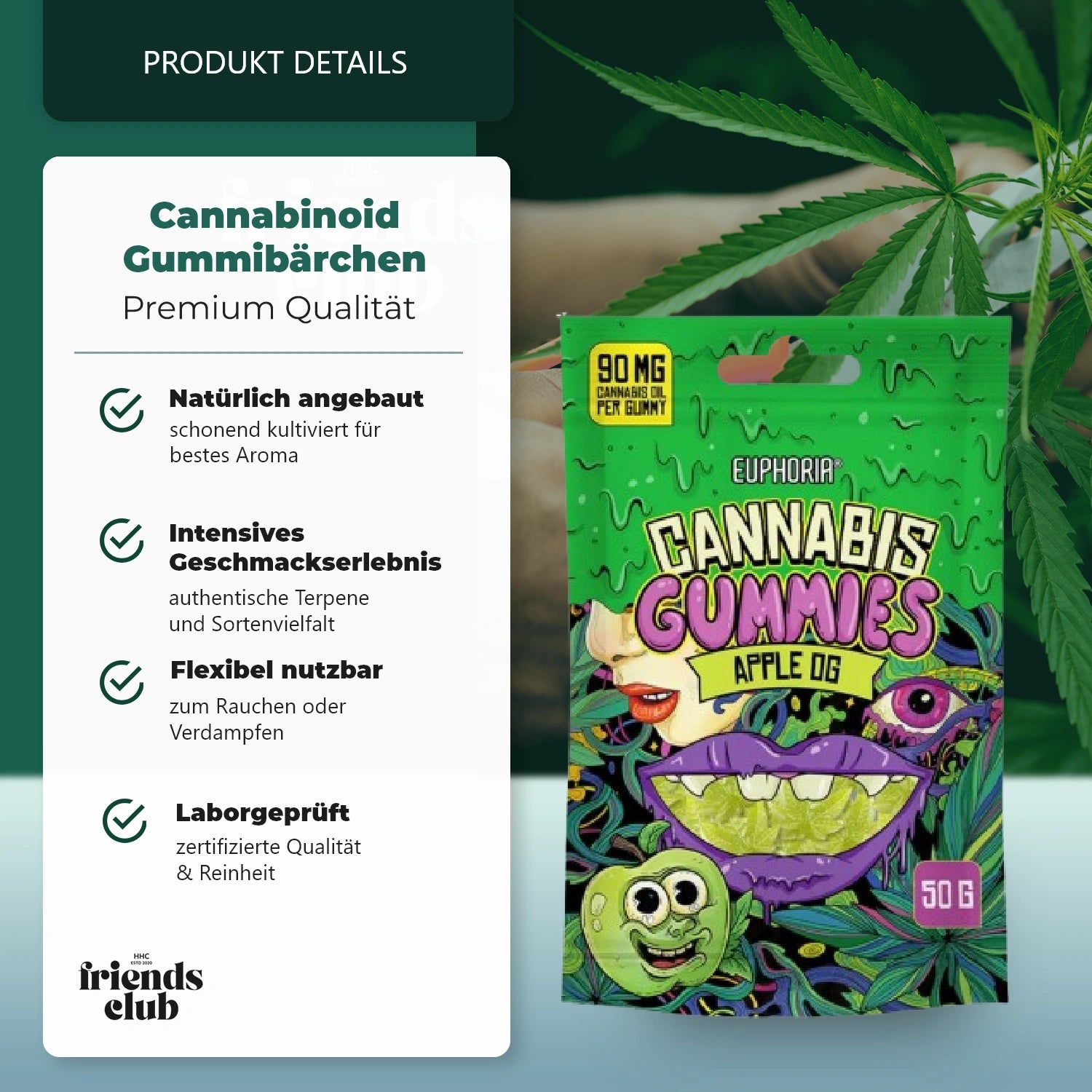 Euphoria Aroma Gummies Apfel OG 50g-HHCFriends