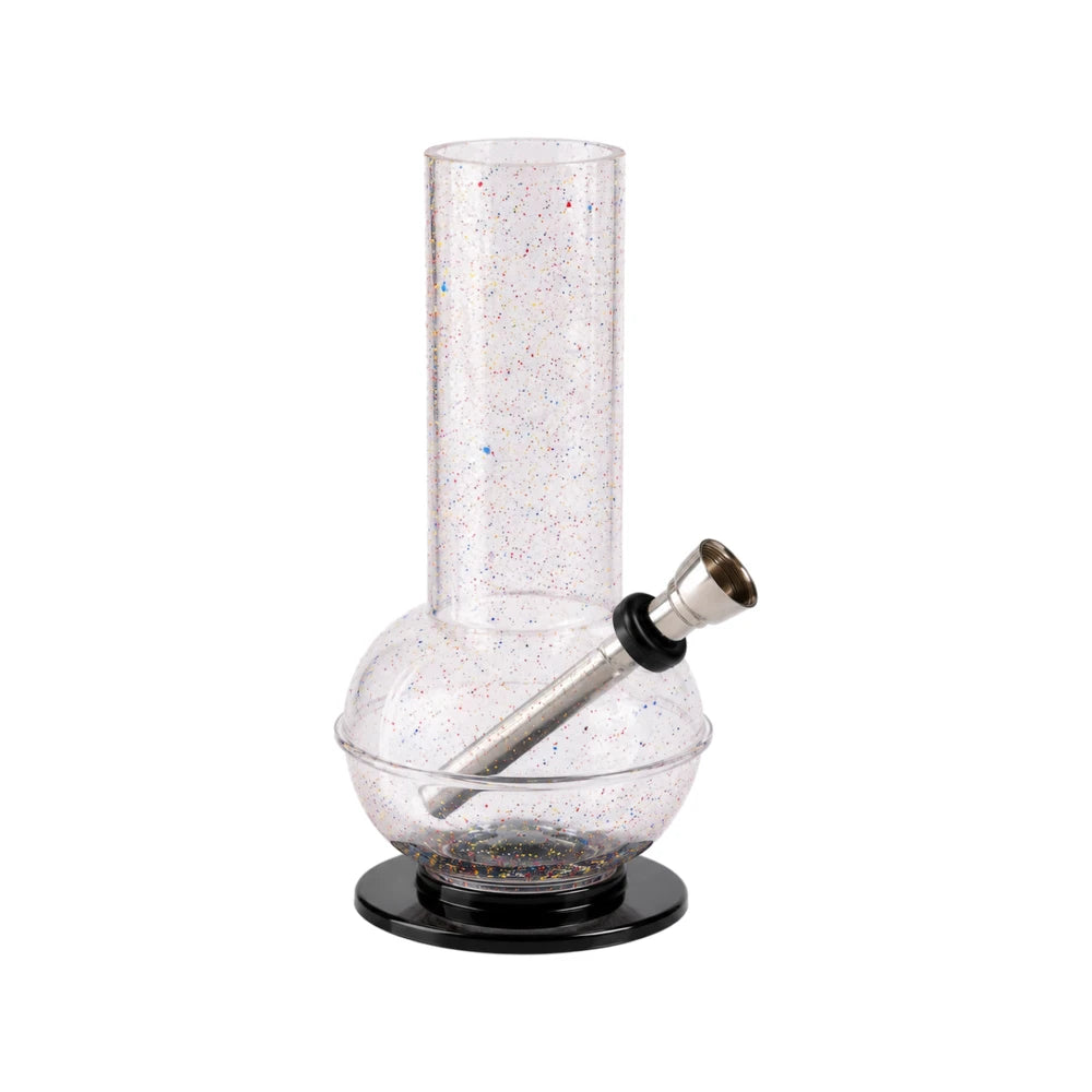 Acryl Bong 20 cm – Transparent mit buntem Sprenkel-Design