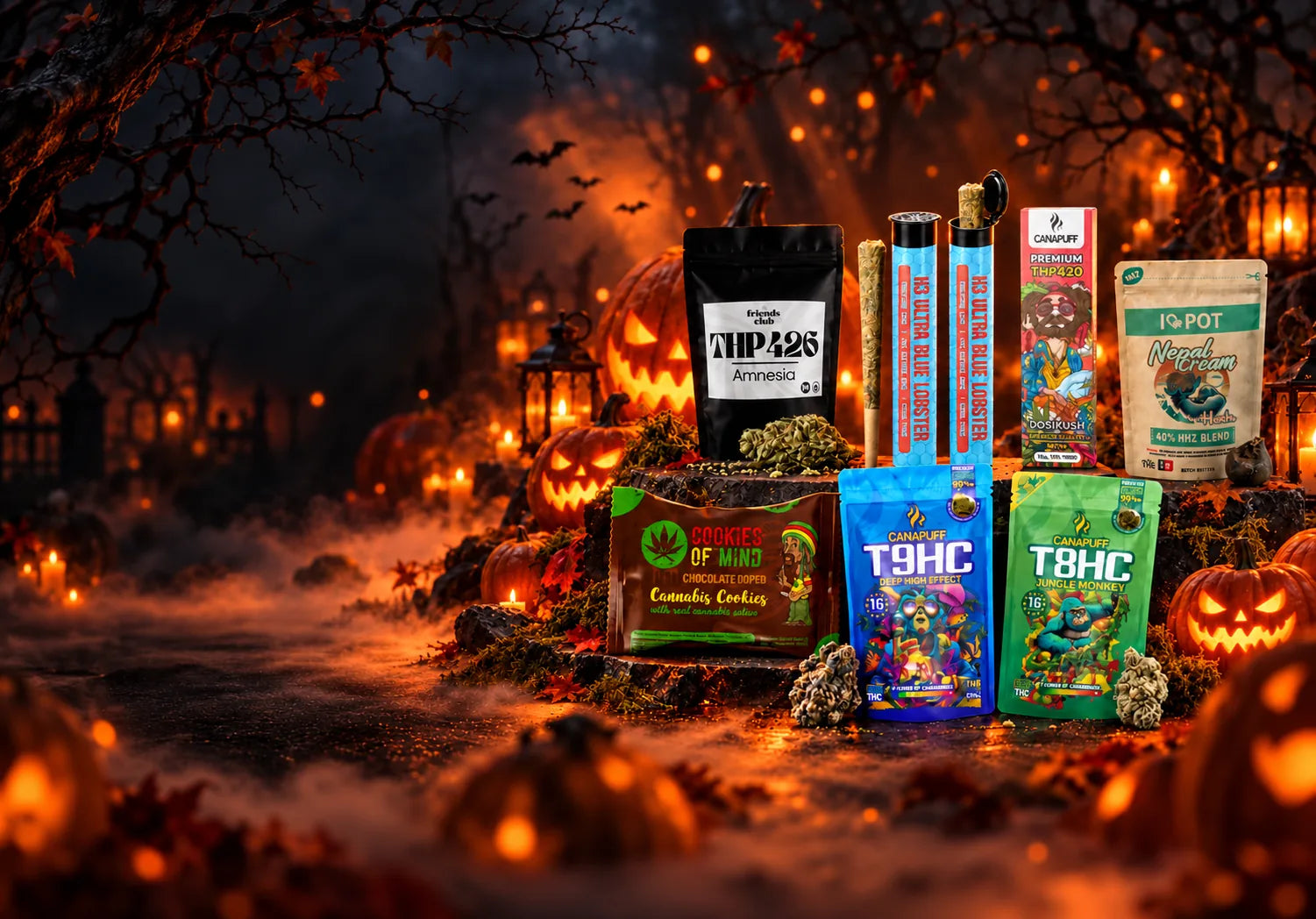 Halloween-bundels bij shinyfriends: bloemen, vapes, joints, hasj en edibles